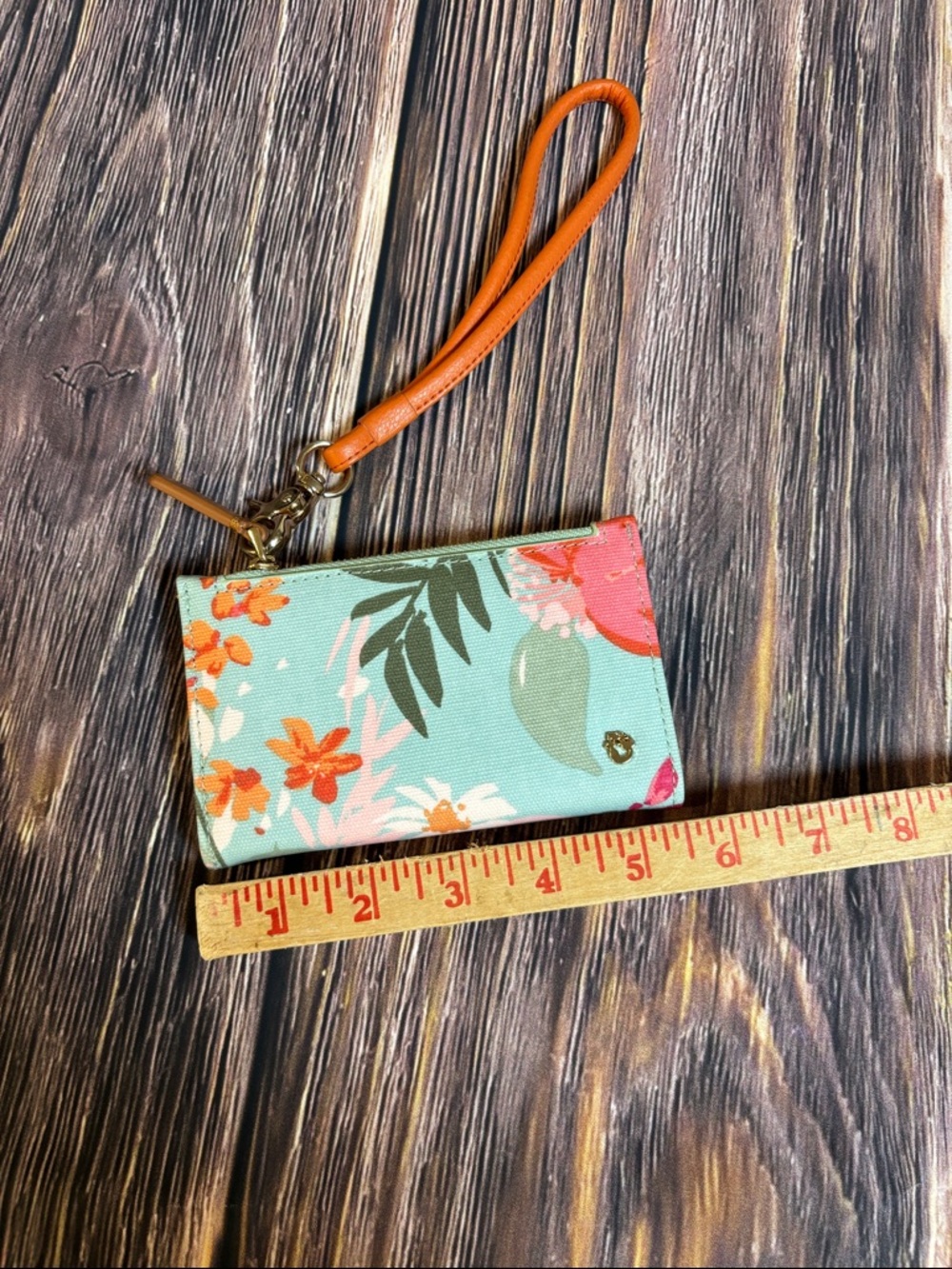 Spartina 449 Cream Wallet with Orange Wristlet (S0001)